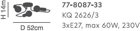Φωτιστικό Οροφής - Πλαφονιέρα KQ 2626/3 SHEVY CEILING LAMP Δ3 - 77-8087 - 51W - 100W - 77-8087