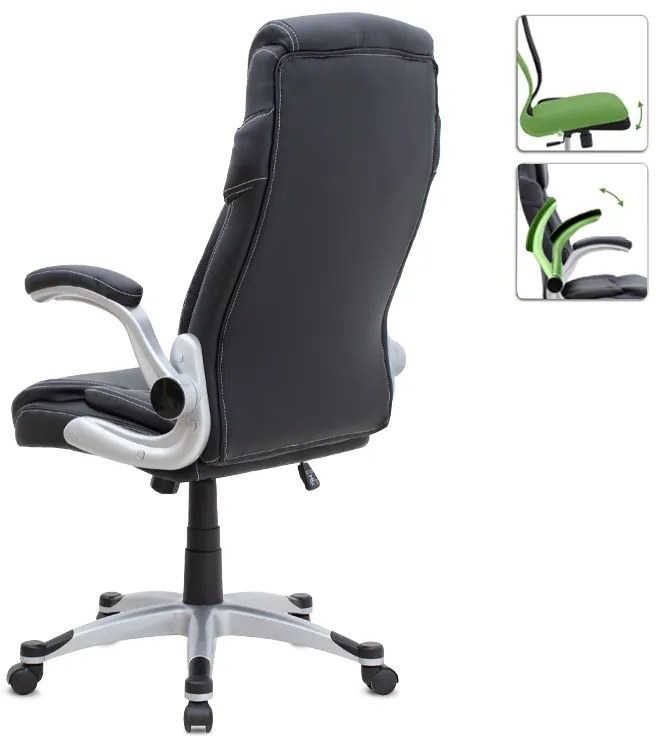 Καρέκλα γραφείου διευθυντική Gustavo Megapap από τεχνόδερμα χρώμα μαύρο 69x65x116/126εκ.