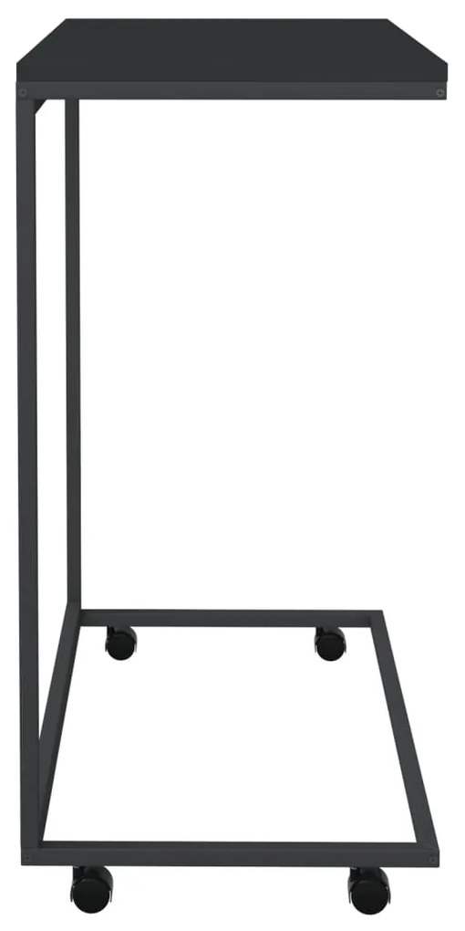 vidaXL Βοηθητικό Τραπέζι με Ρόδες Μαύρο 55 x 35 x 70 εκ. Επεξ. Ξύλο