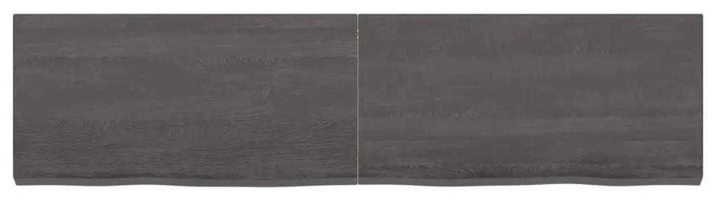 Ράφι Τοίχου Σκούρο Καφέ 120x30x(2-4) εκ. Επεξ. Μασίφ Ξύλο Δρυός - Καφέ