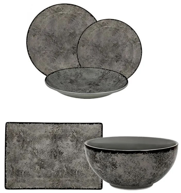 Σερβίτσιο Πιάτων Πορσελάνης Moon Shade Γκρι Oriana Ferelli  – Σετ 20τμχ