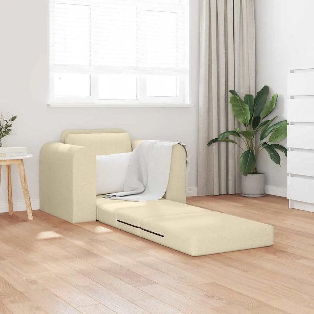 vidaXL Κρεβάτι καναπές Κρεμ 98 x 71 x 83 εκ. ύφασμα