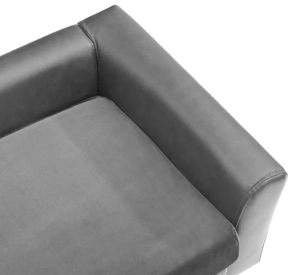 vidaXL Καναπές-Κρεβάτι Σκύλου Γκρι 60x43x30 εκ. Βελουτέ/Συνθετ. Δέρμα