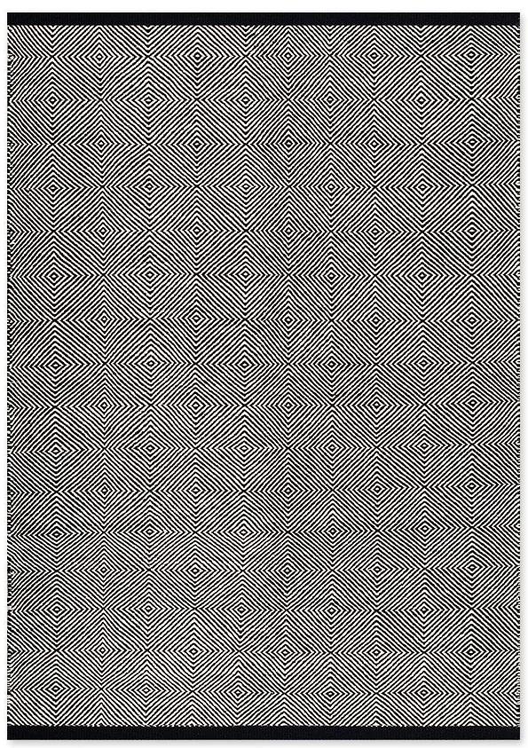 Μάλλινο Χειροποίητο Κιλίμι Herringbone Square Black-White 130X190, 160X230, 200X300 Λευκό, Γκρι
