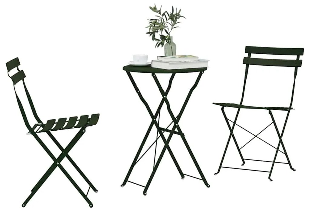 vidaXL Φορητό Σετ Μπιζερί 3 pcs Δάσος Ατσάλι