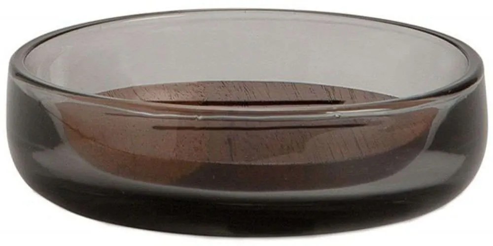 Σαπουνοθήκη AH-BA73071 Φ11,5x3cm Grey-Brown Andrea House Wood, Glass