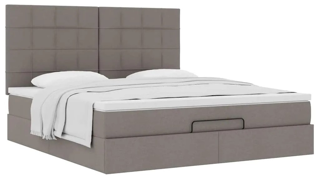 vidaXL Οθωμανικό κρεβάτι με στρώμα Taupe 180x200cm ύφασμα