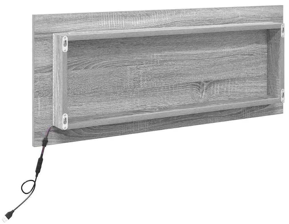 vidaXL Καθρέφτης μπάνιου με φως LED Γκρι Σονόμα 90x8,5x37 εκ