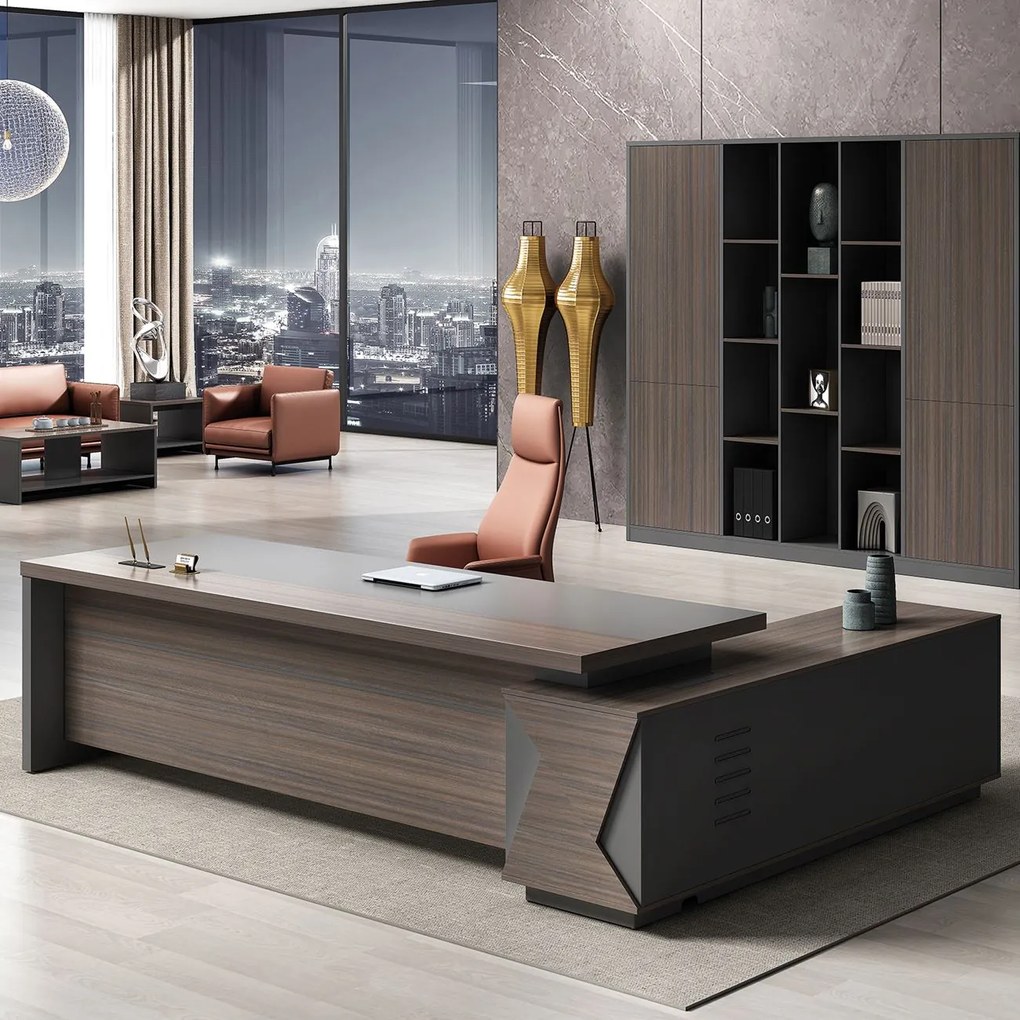 VIP Γραφείο Αριστερή Γωνία, Απόχρωση Grey Walnut 180x90x75/180x50x62 cm