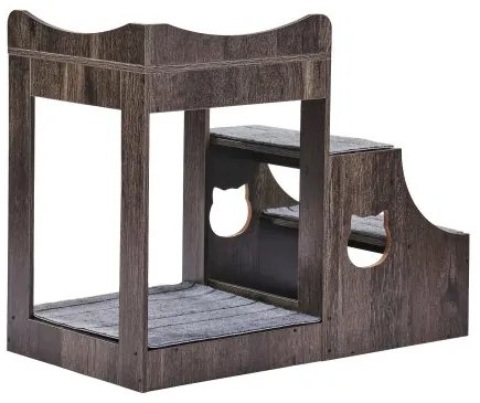VEVOR Pet Bunk Bed with Stairs Dog/Cat Window Perch with Storage Indoor Gray