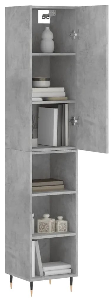 vidaXL Ντουλάπι Γκρι Σκυροδέματος 34,5x34x180 εκ. Επεξεργασμένο Ξύλο