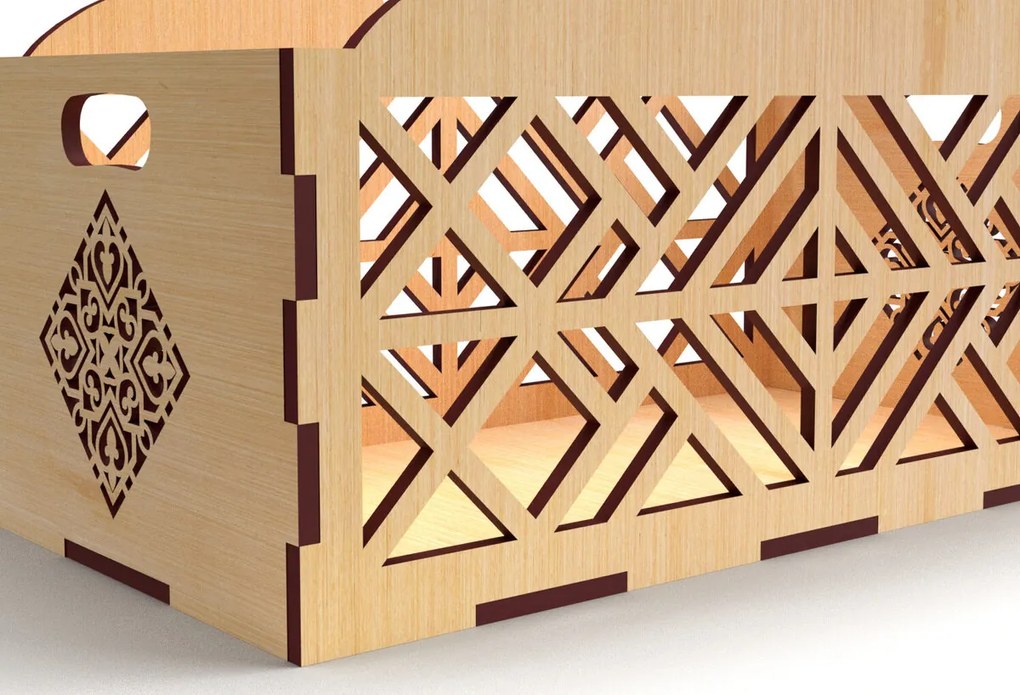 Σετ των 2 Intra απο ξύλο plywood  Χρώμα wenge 3mm-4mm πάχος - Διακοσμητικό κουτί δώρου Δίσκος κοπής με λέιζερ Δίασταση 15x15 cm INTRAFABR-31905994