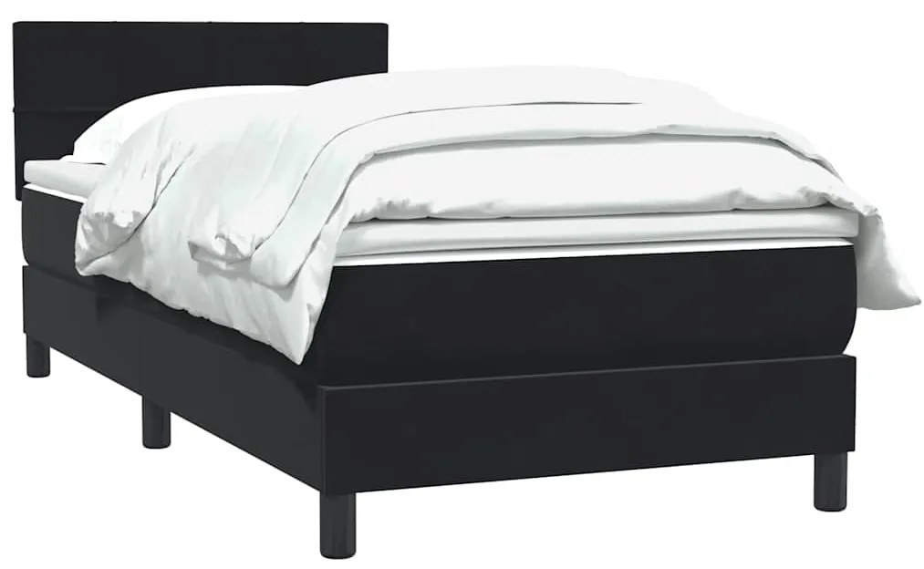 vidaXL Κρεβάτι Boxspring με Στρώμα Μαύρο 80x220 εκ. Βελούδινο