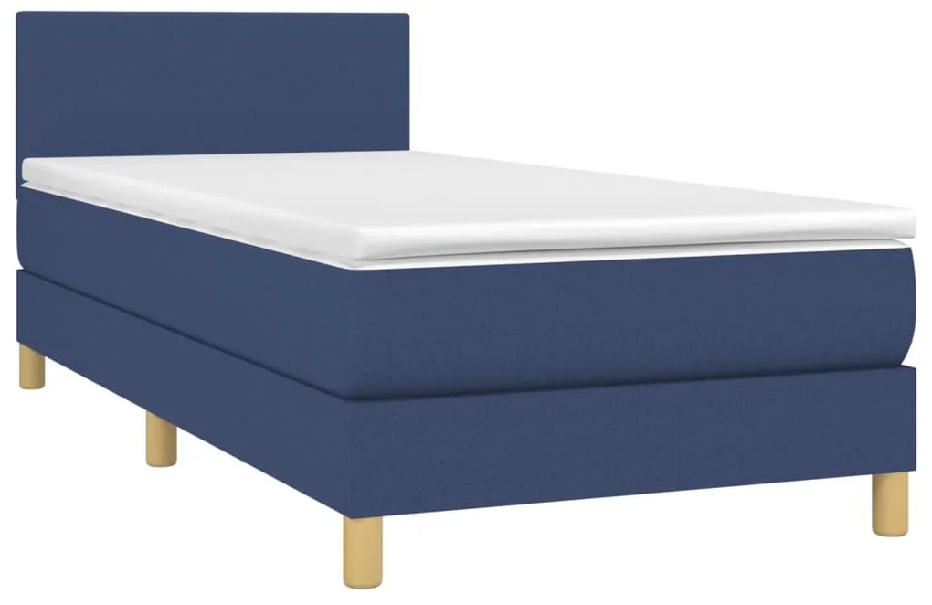 vidaXL Κρεβάτι Boxspring με Στρώμα Μπλε 100 x 200 εκ. Υφασμάτινο