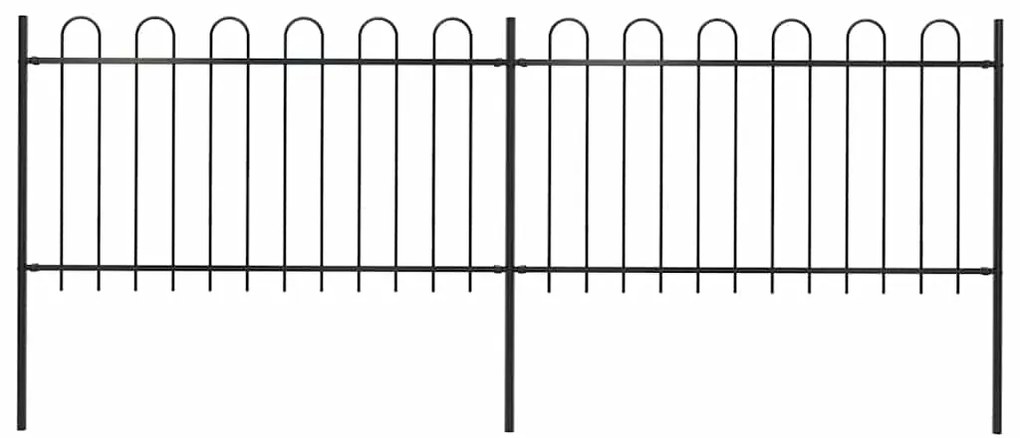 vidaXL Φράχτης Κήπου με Κορυφή από Ατσάλι 359 x 100 εκ. Μαύρος