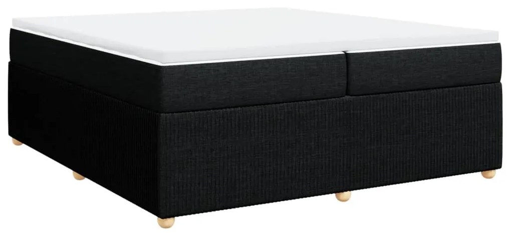 vidaXL Κρεβάτι Boxspring με Στρώμα Μαύρο 200x200 εκ. Υφασμάτινο