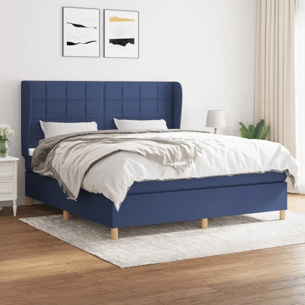 ΚΡΕΒΑΤΙ BOXSPRING ΜΕ ΣΤΡΩΜΑ ΜΠΛΕ 160X200 ΕΚ. ΥΦΑΣΜΑΤΙΝΟ 3128539