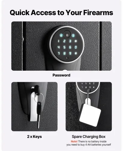 VEVOR Gun Safe, Heavy Duty Cold-Rolled Steel Fireproof Rifle Cabinet with Digital Keypad &amp; Key, Large Long Gun Cabinet with Magazine and LED Lighting, Adjustable Racks for Rifles, Pistols, Shotgun