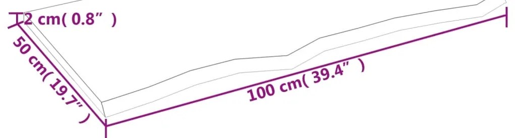 vidaXL Πάγκος Μπάνιου 100x50x2 εκ. Ακατέργαστο Μασίφ Ξύλο