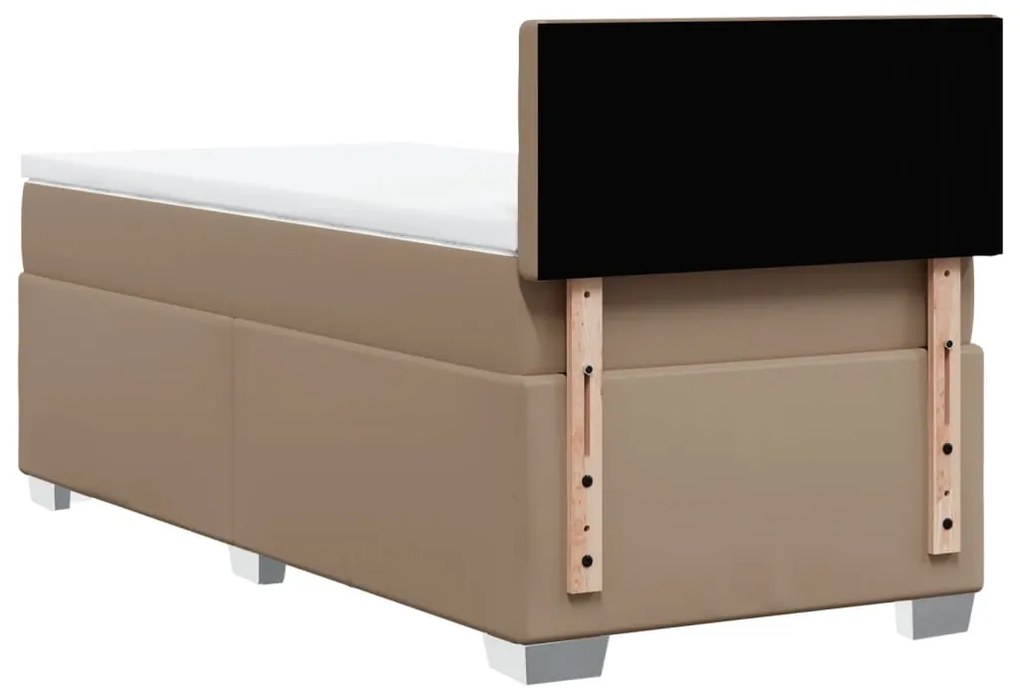 vidaXL Κρεβάτι Boxspring με Στρώμα Καπουτσίνο 90x190εκ.από Συνθ. Δέρμα
