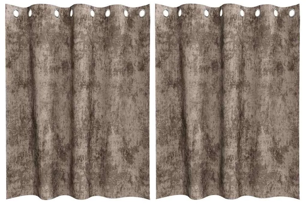 vidaXL Κουρτίνα με κουρτίνες 2 pcs Καπουτσίνο 140 x 140 cm Βελούδο