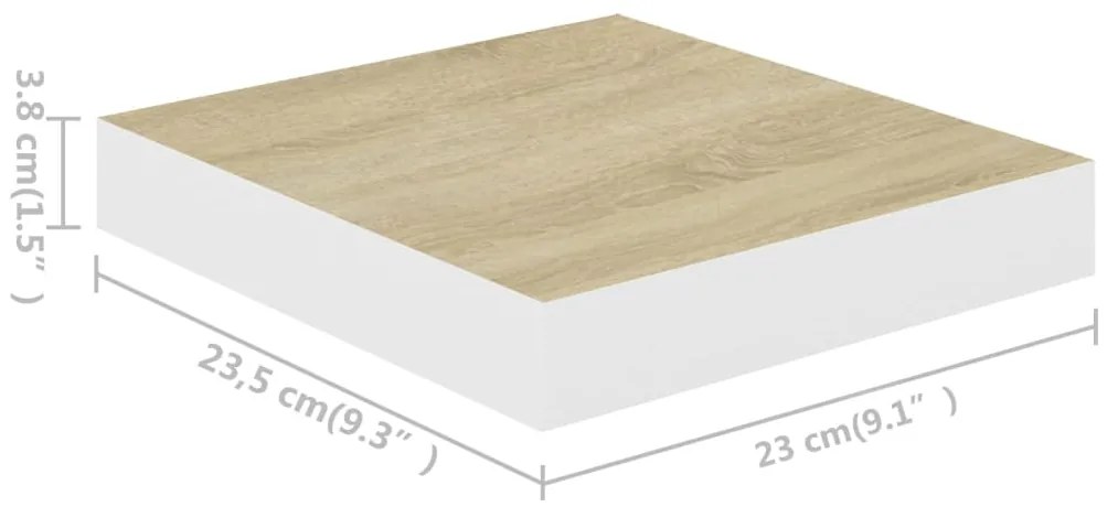 Ράφια Τοίχου 4 τεμ. Δρυς και Άσπρο 23x23,5x3,8 εκ. MDF - Καφέ