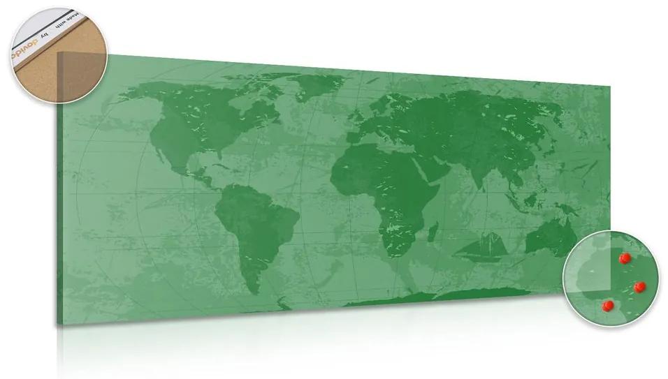 Εικόνα ενός ρουστίκ παγκόσμιου χάρτη από φελλό σε πράσινο - 100x50  color mix