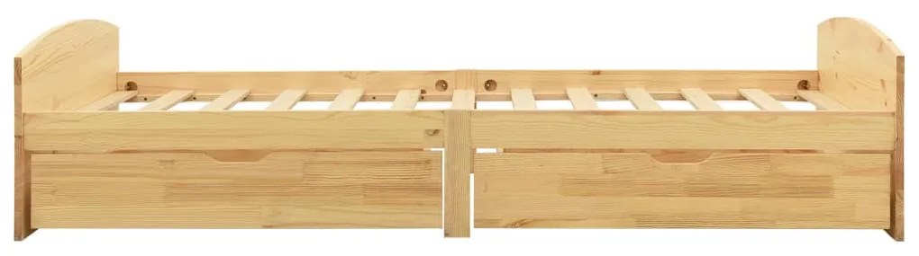 vidaXL Πλαίσιο Κρεβατιού με 2 Συρτάρια 90 x 200 εκ. Μασίφ Ξύλο Πεύκου