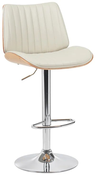 Σκαμπό μπαρ Amani pakoworld περιστρεφόμενο μπεζ pu-βάση χρωμίου 50.5x54x87.5-107.5εκ