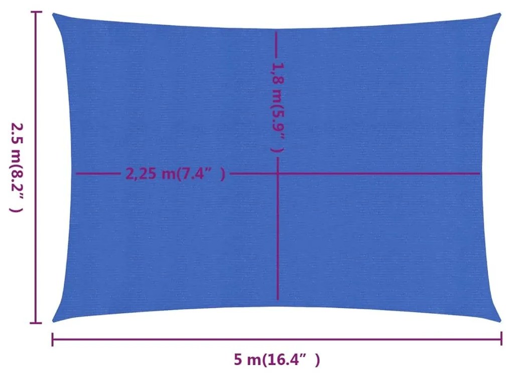 Πανί Σκίασης Μπλε Ορθογώνιο 2,5x5 μ. από HDPE 160 γρ/μ² - Μπλε