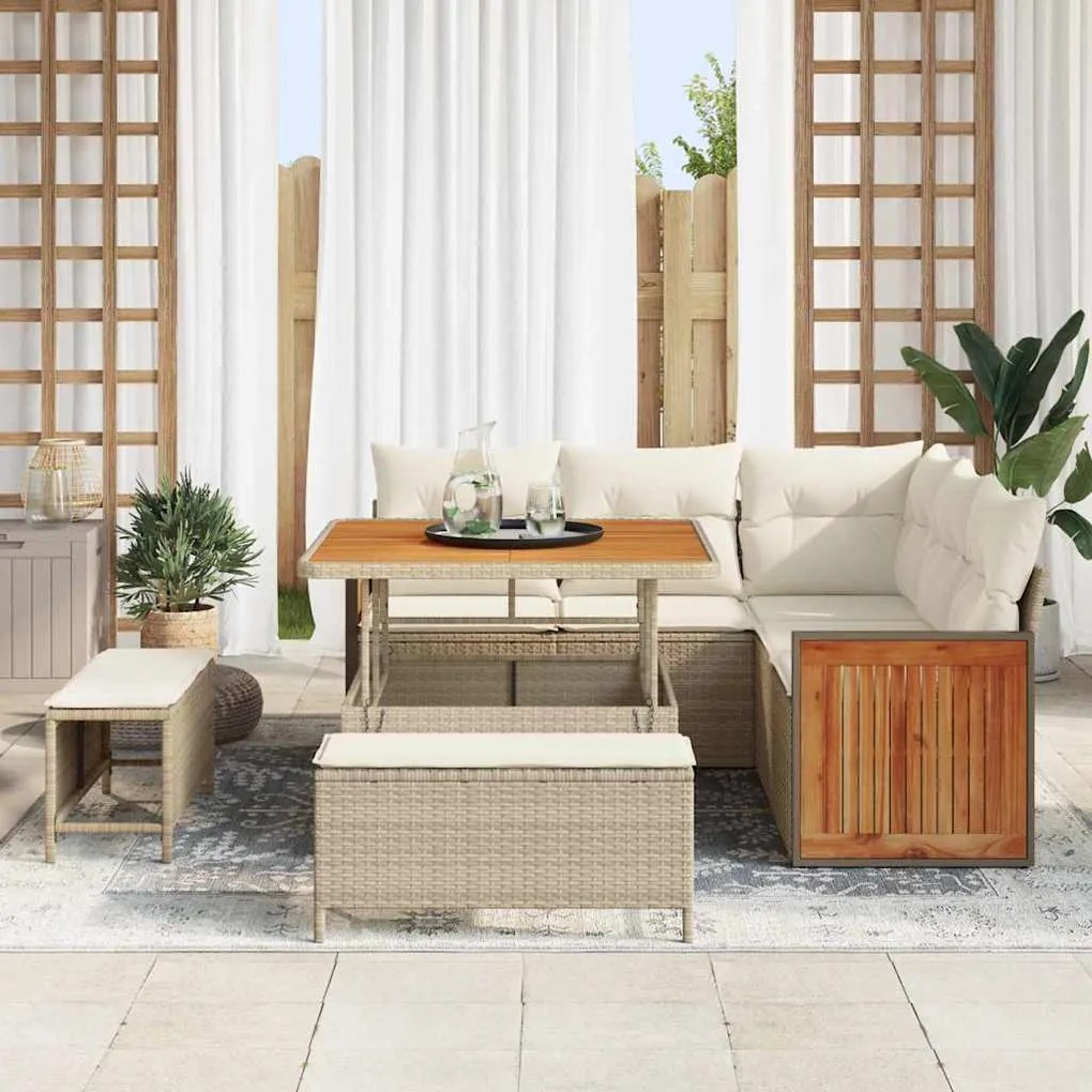 vidaXL Σετ Καναπέ Κήπου 8 pcs μπεζ και κρεμ 100 x 100 x 71 cm