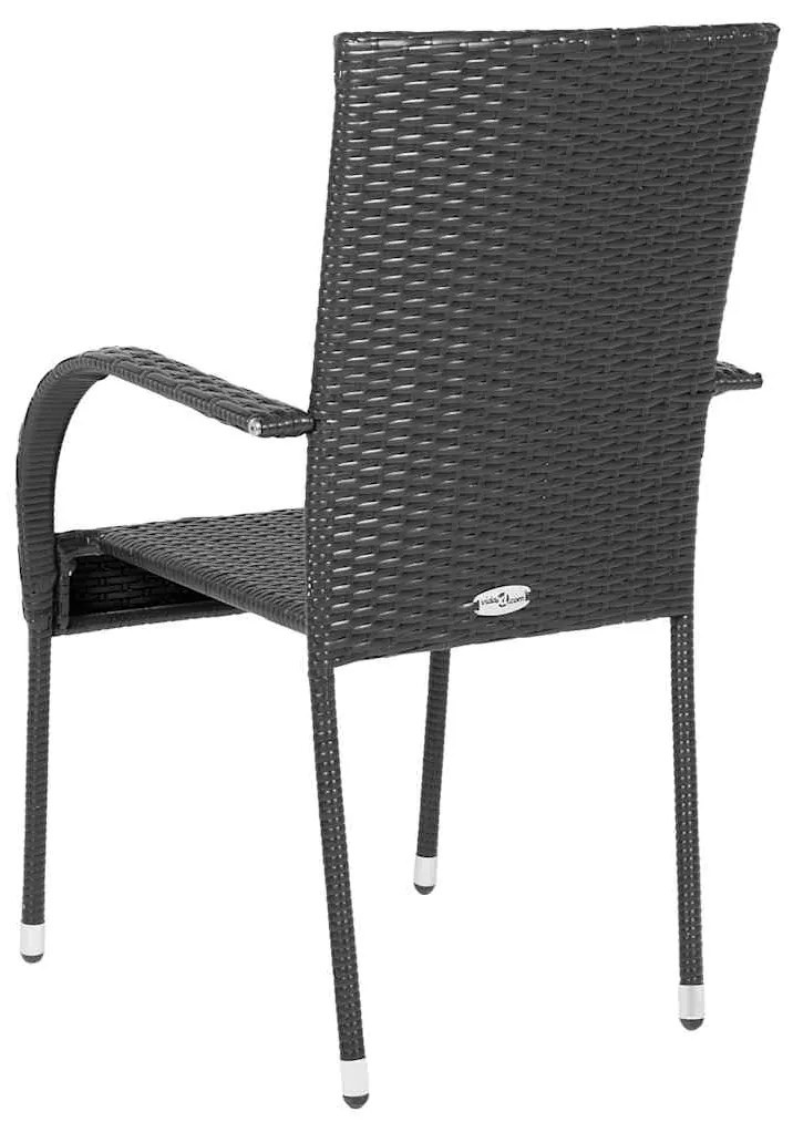 vidaXL Καρέκλες Κήπου Στοιβαζόμενες 2 τεμ. Μαύρες από Συνθετικό Ρατάν