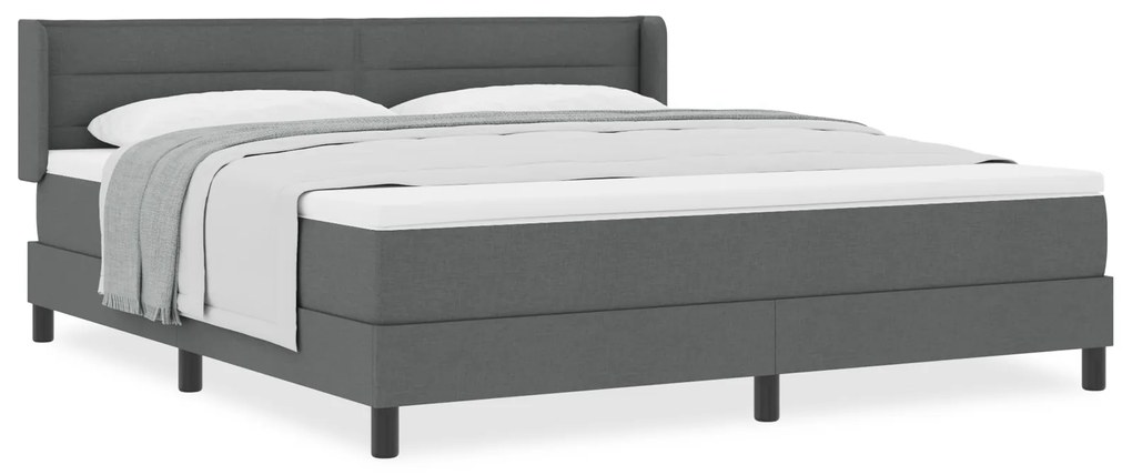 vidaXL Κρεβάτι Box Spring  με στρώμα, γκρι σκούρο, 180 x 200 cm, ύφασμα.