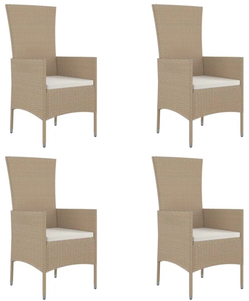 vidaXL Σετ Τραπεζαρίας Κήπου 5 τεμ. Μπεζ Συνθετικό Ρατάν με Μαξιλάρι