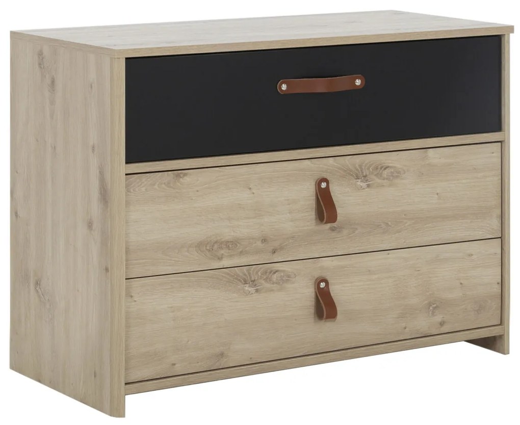 Arthus συρταριέρα με 3 συρτάρια Δρυς Artisan/Μαύρο 85x41x68εκ.