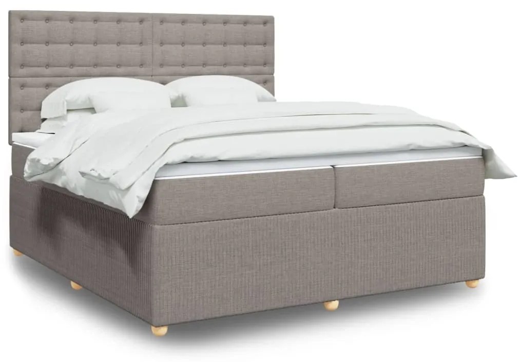 Κρεβάτι Boxspring με Στρώμα Taupe 200x200 εκ. Υφασμάτινο - Μπεζ-Γκρι