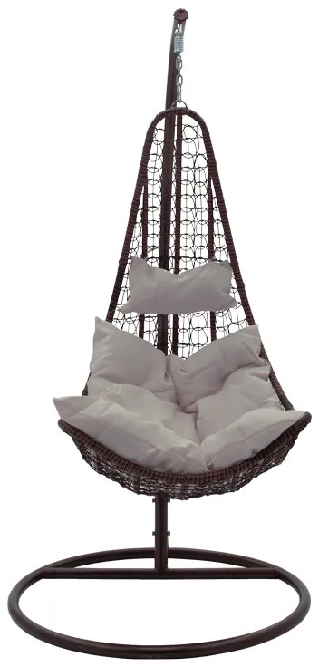 Κούνια Soleil pakoworld κρεμαστή μέταλλο καφέ-pp καφέ-μαξιλάρι μπεζ 103x83x200εκ