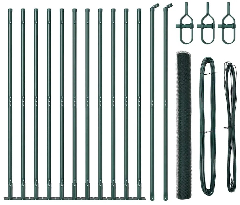 vidaXL Στύλος Περιφράξεων Πράσινο 25 x 1,5 μ (πλέγμα 13 χιλ.) Ατσάλι