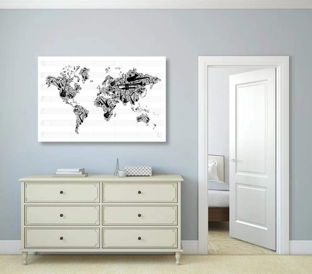 Εικόνα στον παγκόσμιο χάρτη μουσικής από φελλό σε αντίστροφη μορφή - 120x80  transparent