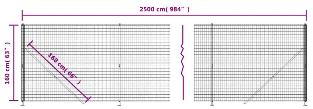 Συρματόπλεγμα Περίφραξης Ανθρακί 1,6 x 25 μ. με Βάσεις Φλάντζα - Ανθρακί