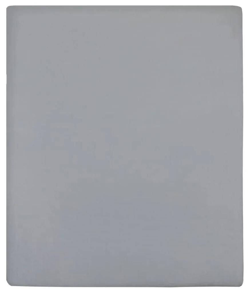Σεντόνια με Λάστιχο 2 τεμ. Γκρι 140x200 εκ. Βαμβακερό Ζέρσεϊ - Γκρι