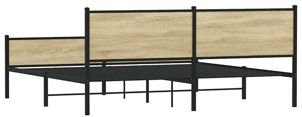 vidaXL Σκελετός Κρεβ. Χωρίς Στρώμα Sonoma Δρυς 193x203 εκ. Μεταλλικό