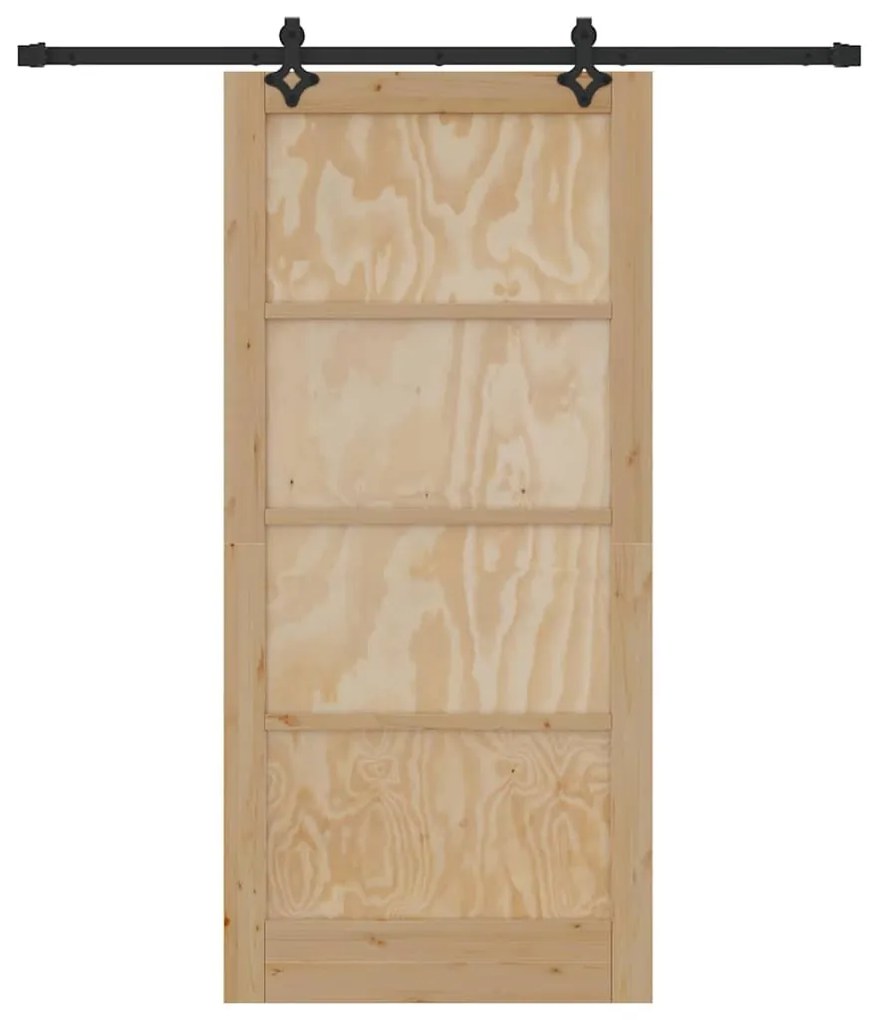 vidaXL Συρόμενη Πόρτα Φυσικό και μαύρο 93 x 202 cm