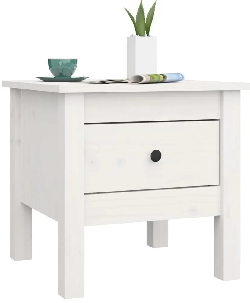 vidaXL Βοηθητικό Τραπέζι Λευκό 40 x 40 x 39 εκ. από Μασίφ Ξύλο Πεύκου