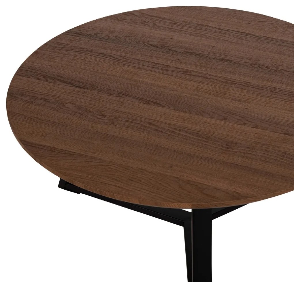 ΤΡΑΠΕΖΙ ΣΑΛΟΝΙΟΥ ΣΤΡΟΓΓΥΛΟ HM9586.04 MDF WALNUT-ΜΑΥΡΗ ΣΑΓΡΕ ΒΑΣΗ Φ80x42Υεκ.