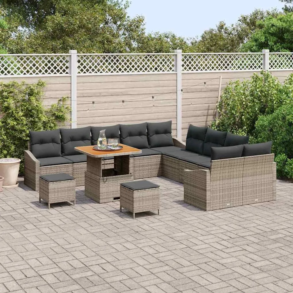 vidaXL Σετ Καναπέ Κήπου 13 pcs Ανοιχτό Γκρι και Σκούρο Γκρι