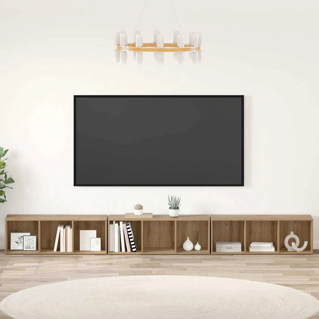 vidaXL Ντουλάπι TV 3 pcs artisan δρυς 37 x 35 x 107.5 εκ