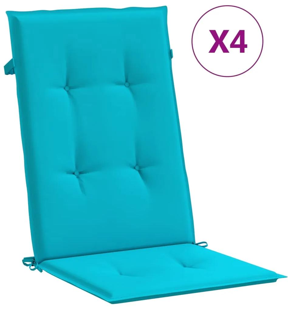 vidaXL Μαξιλάρια Καρέκλας με Ψηλή Πλάτη 4 τεμ. Τιρκουάζ Υφασμάτινα