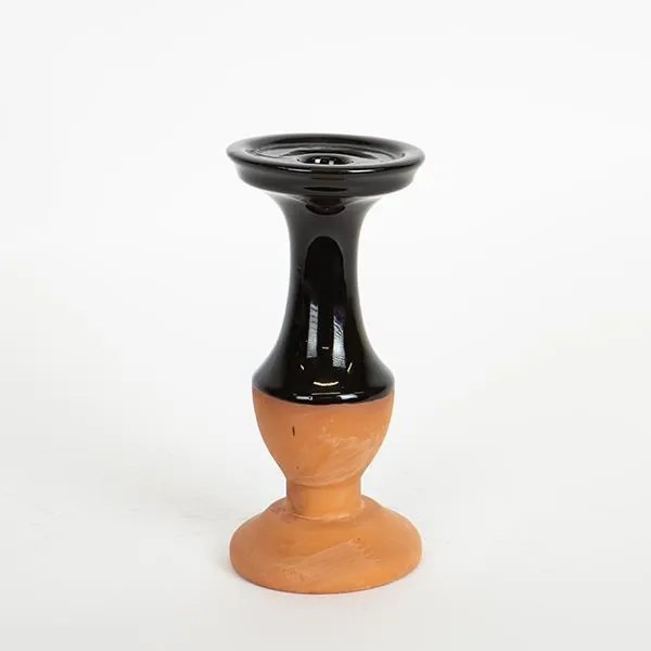 Κηροπήγιο Κεραμικό Terracotta-Μαύρο 9,5x9,5x20,7εκ. ESTHETI 752-25013