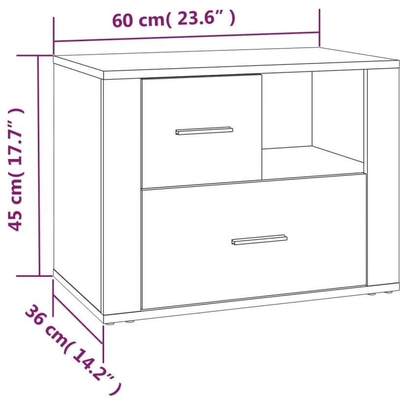 Κομοδίνο Καπνιστή Δρυς 60x36x45 εκ. από Επεξεργασμένο Ξύλο - Καφέ